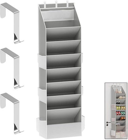 Coraltree Shoe Organizer, over the Door Shoe Organizer for Closet, Hanging Closet Shoe Storage with Large Deep Pockets, Holds Sneakers, Sandals, Boots, Fits 16-24 Pairs - Grey