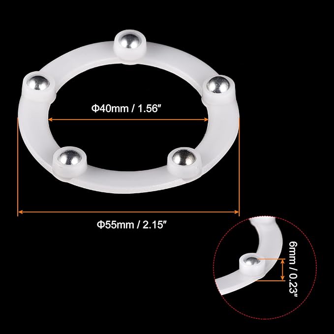 MECCANIXITY 2inch Rotating Swivel Stand with Steel Ball Bearings Annular Lazy Susan Base Turntable for Kitchen Corner Cabinets, 55 x 40mm White Pack of 6