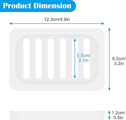 Topsky 2Pcs Soap Dish Holder, Non-Slip Bathroom Accessories Silicone Soap Case Saver, Sink Deck Bathtub Shower Dish Soap Drainer, Silicone Holder for Soap, Sponges, Scrubber (White-2pcs)