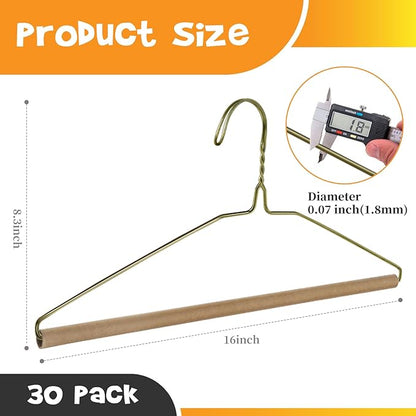 30 Pcs Dry Cleaner Hangers with Tubes - 16" Wire Hangers White Tube with Strong 15 Gauge Wire Bulk for Pants Caped Suit & Strut Home or Dry Cleaners (Kraft)