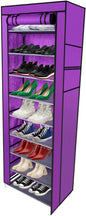 Shoe Rack,10 Tier Shoe Shelf,Shoe Storage Organizer, Space-Saving,22.83 x 11.4 x 63 Inches, Metal Frame,Non-Woven Fabric Shelves,Shoe Storage Cabinet with Dustproof Cover for Entryway, Bedroom,Purple