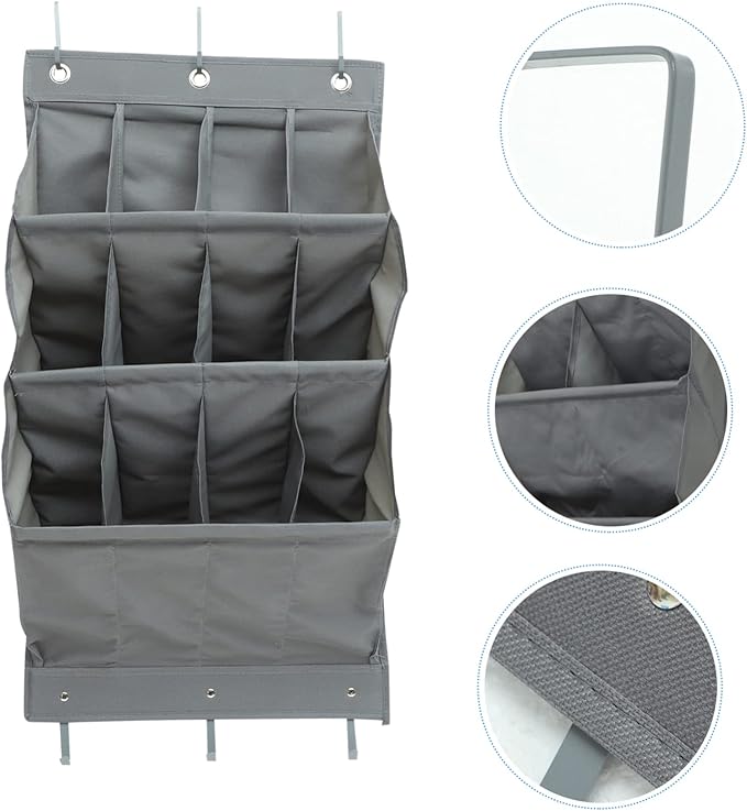 Hemobllo Multi Layer Hanging Door Storage Pouch Compartment Organizer for Closet Back Breathable Gray Hanging Bags for Shoes Crafts Beauty Supplies and Household Items in Bedroom Bathroom