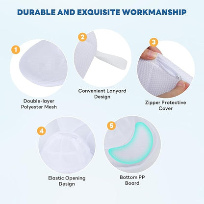 Upgraded Hat Washer Cage with Protective Mesh Bag, Durable Hats Cleaner for Caps, Hat Cleaner for Baseball Caps - Reusable, Fixed Holder, Prevents Deformation, Fits Most Hats, Pure White 2P