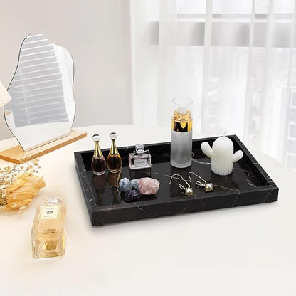 Brown Marble Tray,Pure Natural Vanity Tray,Marble Tray for Kitchen Counter Non-Ceramic/Non-Resin,Stone Trays 12 x 8 inch