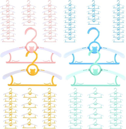 Baby Hangers for Nursery Closet 80 Pack Plastic Kids Clothes Hanger Space Saving Non Slip Extendable Toddler 11-14” Adjustable Hangers Heavy Duty Clothing Infant Hanger Bulk, Mixed Color