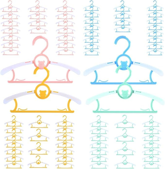 Baby Hangers for Nursery Closet 80 Pack Plastic Kids Clothes Hanger Space Saving Non Slip Extendable Toddler 11-14” Adjustable Hangers Heavy Duty Clothing Infant Hanger Bulk, Mixed Color