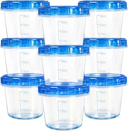 12 Pack 4oz Small Freezer Storage Containers with Twist Top Lids Airtight, Mini Reusable Plastic Food Storage Containers with Lids for Snack Condiment Salad Dressings Sauces Soup, Condiment Sauce Cups