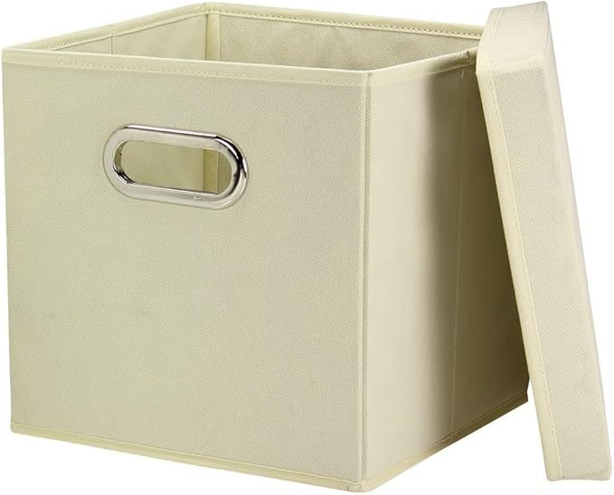 Household Essentials 39-1 Decorative Storage Cube Set with Removable Lids | Natural | 2-Pack