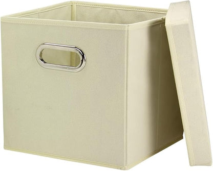 Household Essentials 39-1 Decorative Storage Cube Set with Removable Lids | Natural | 2-Pack