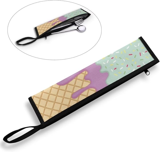 Ice Cream Flatware Storage Bag Tableware Carrier Bag Dinnerware Organizer Easy of Cleaning & Light to Carry with Handle Holds up to The Rest of Time
