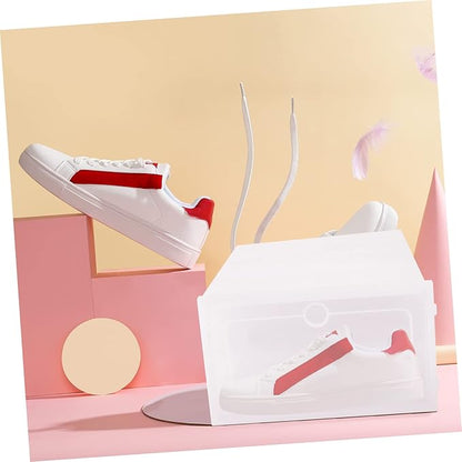 2pcs Thicken Shoes Storage Box Stackable Shoe Organizer for Closet Entryway and under Bed White