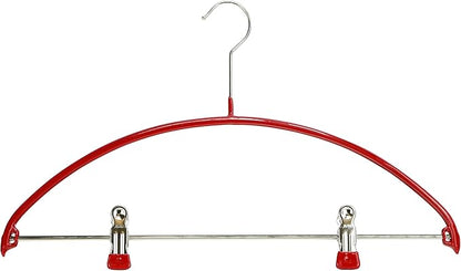 Mawa by Reston Lloyd European Non-Slip Metal Clothing Hanger, Smooth Shoulder Support & Adjustable Pant Clips, 1 Piece, Red