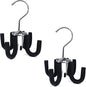 Huji 4 Hooks Swivel Belt Hanger Tie Scarves Necklace Purse Rack Clothes Organizer Closet Storage (2, Black Swivel Belt Hanger)