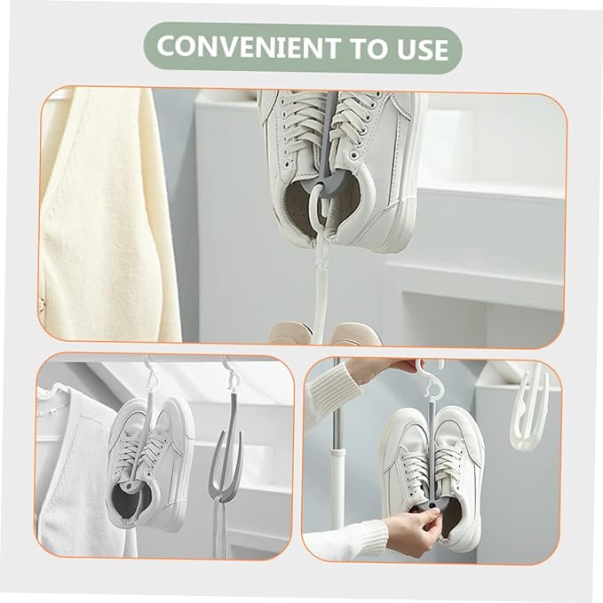 Happyyami 10pcs Double Hook Shoe Hanging Hooks Shoes Drying Rack for Door Storage Organizer Space-Saving Easy to Install Suitable for Laundry Room