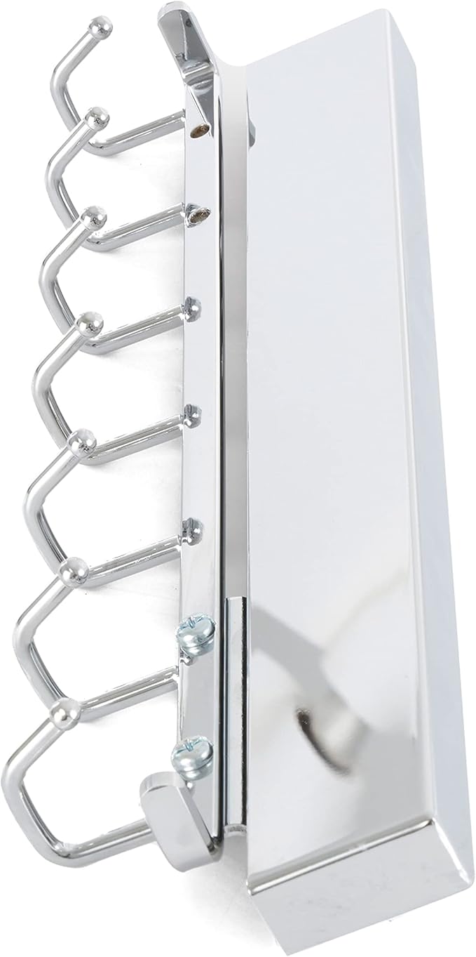 Rev-A-Shelf Sidelines 14" Pull Out Sliding Deluxe Belt, Scarf, Tie Accessory Organization Rack Holder Hanger with 7 Hooks, Chrome, CBRSL-14CR-1