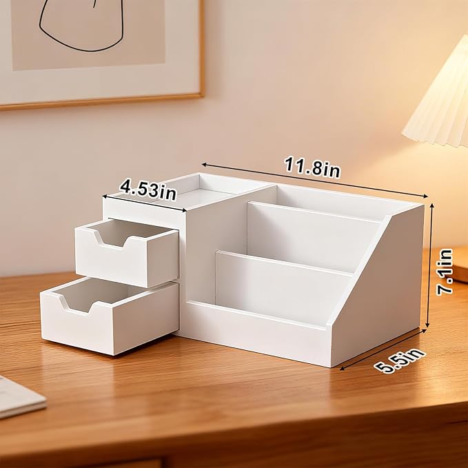 Countertop Perfume & Makeup Organizer - Wooden Rack, Cologne Stand Shelves & Skincare Organizer for Bedroom Dresser, Organizador de Perfumes Estante para Perfumes (Middle, 01) (White, 01)