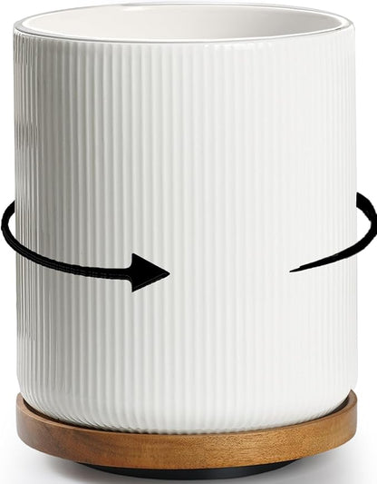 getstar Extra Large Rotating Utensil Holder for Kitchen Counter, 7.9" Ceramic Utensils Crocks Set for Countertop Large & Small Utensil Organizer for Spatula Farmhouse Kitchen Decor