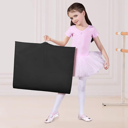 Univivi Dance Costume Bags Garment Bag 40 Inch Hanging Clothes for Dance Competitions, with 3 Medium Clear Zipper Pockets for Dance Costumes, Closet Storage (Black, 2 Pack)