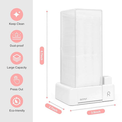 Automatic Cotton Pad Holder, Square Press Out Cosmetic Cotton Makeup Removers Pad Holder, Makeup Organizer Container Dispenser Storage Display Rack (White)