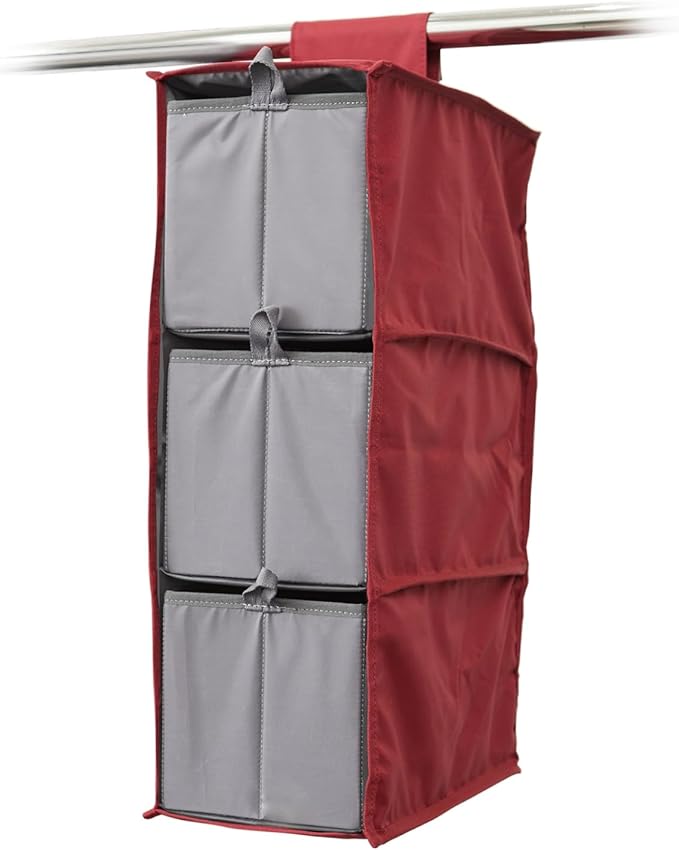 Covermates Keepsakes Hanging Shoe Organizer Set – Heavy Duty Closet Shelves for Shoes, Sweaters, and Accessories – Includes Trays with Dividers – Vertical Wardrobe Storage, Scarlett Red