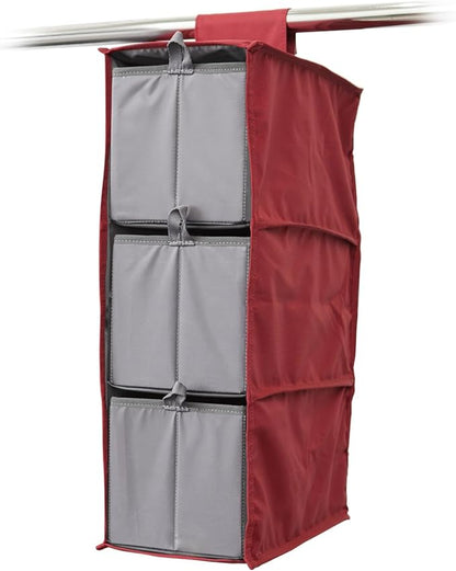 Covermates Keepsakes Hanging Shoe Organizer Set – Heavy Duty Closet Shelves for Shoes, Sweaters, and Accessories – Includes Trays with Dividers – Vertical Wardrobe Storage, Scarlett Red