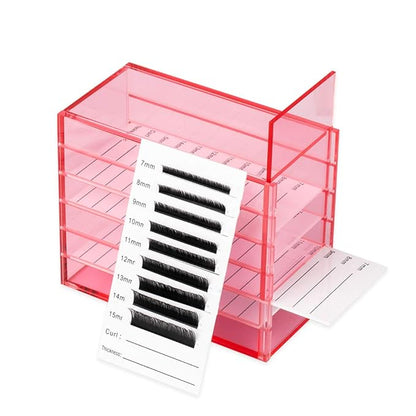 Red Acrylic 5 Layers clear Eyelash Storage Box, Makeup Display Container, Eyelashes Holder Case Grafting, Eyelash Transparent Box Extension Tool