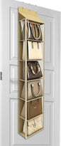Lirex Over The Door Purse Organizer & Purse Shelf for Closet – Handbag Storage Organizer with Purse Hanger. Perfect for Scarves, Hats, and Leggings. S (11.8'' x 5'' x 51.6''), Khaki