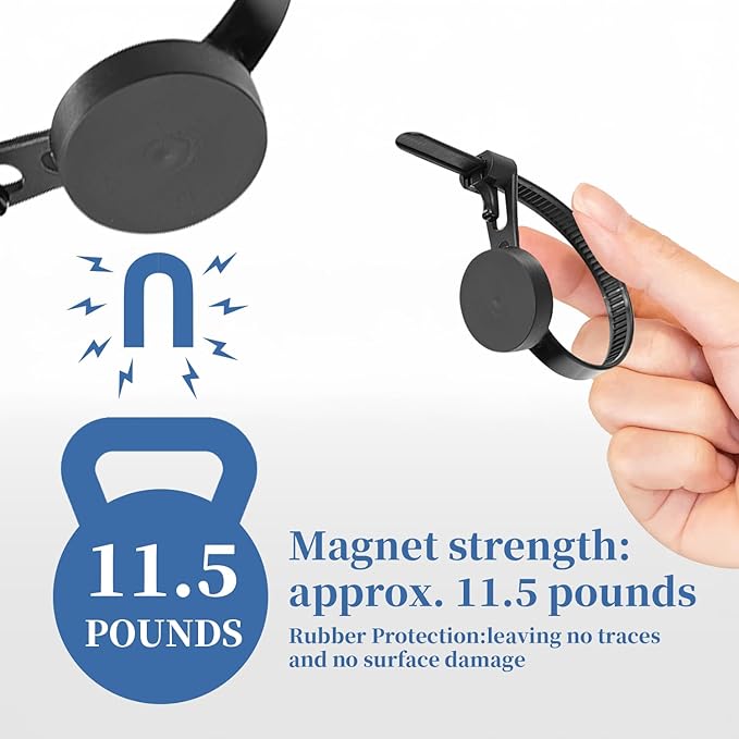 Pack of 12 Magnetic Zip Tie Mounts, Magnetic Cable Clips Organize and Secure Cable Wires with Powerful Magnetic Multipurpose Cable Ties Mount Base for Electrical Wire