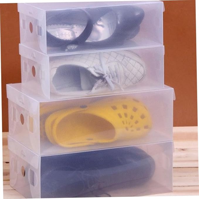 DECHOUS 6pcs Shoe Storage Case Lid Plastic Shoe Boxes for Home Closet and Shelf