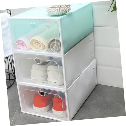 HEALLILY 6Pcs Transparent Creative Shoe Storage Box Plastic Container with Drawer Design for Easy Organization and Protection of Sneakers Stackable and