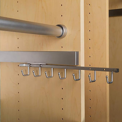 Rev-A-Shelf Sidelines 14" Pull Out Sliding Deluxe Belt, Scarf, Tie Accessory Organization Rack Holder Hanger with 7 Hooks, Chrome, CBRSL-14CR-1