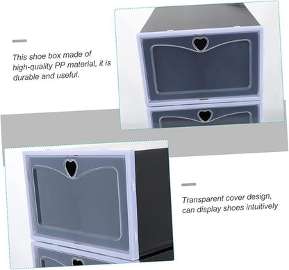 6pcs Sneaker Boxes over The Door Organizer Stackable Shoe Rack Pp Material Black