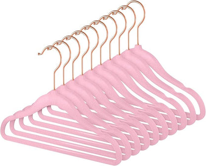 MIZGI Baby Velvet Hangers,Non-Slip Kids & Toddler Hangers,11.8 Inch Hangers for Baby Clothes,Pack of 50(Pink)