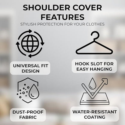Shoulder Covers for Clothes - Breathable Garment Dust Covers Protectors for Suit, Coats, Jackets, Dress Closet Storage (Black, Set of 10)