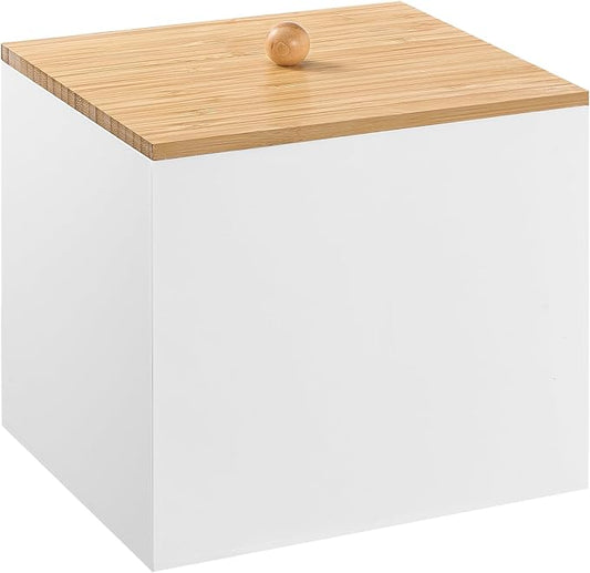 Puricon Acrylic Disposable Facial Towels Holder, Storage Bin with Wood Lid Compatible with Clean Skin Club Towel (NOT Included), Face Towelettes Container for Bathroom Counter -White