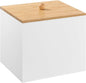 Puricon Acrylic Disposable Facial Towels Holder, Storage Bin with Wood Lid Compatible with Clean Skin Club Towel (NOT Included), Face Towelettes Container for Bathroom Counter -White