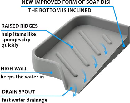 Silicone Soap Bar Holder: Premium Gray Self-Draining Soap Dish - Elegant Shower & Bathroom Solution