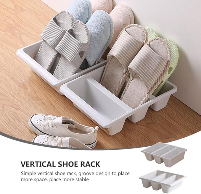 Toyvian 2pcs Storage Shoe Tray, Plastic Shoes Rack, Entryway Organizer, Space-saving