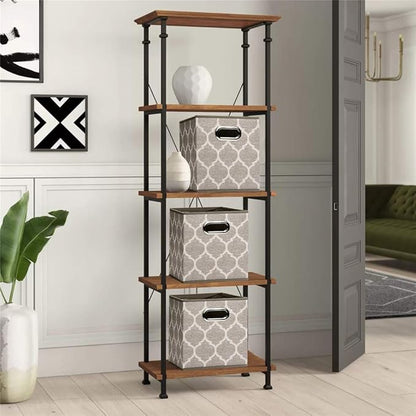 Decorative Storage Cubes 10.5 x10.5 x 11 Inch Brown Cuibcle Baskets LatticePattern Cloth Storage Cubes Bins Foldable Fabric Storage Boxes Inserts Cube Drawers for Organizer Closet,QY-SC08-6