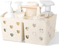 Anyoifax Portable Shower Caddy Plastic Shower Basket Organizer Divided Bathroom Caddy Storage Cleanning Caddy Tote with Handle for College, Dorm Room, Kitchen, Beige