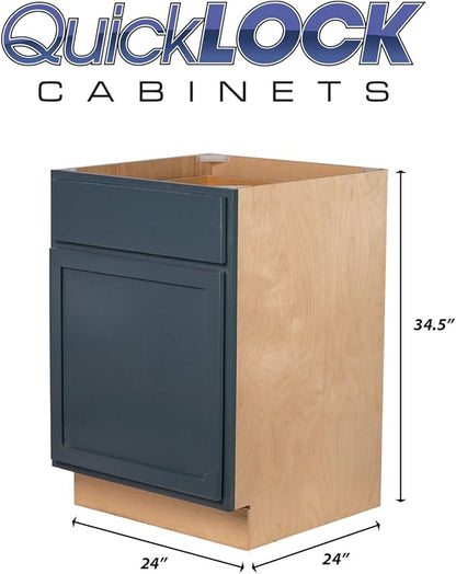 Quicklock RTA (Ready-to-Assemble) | Base Kitchen Cabinets - Shaker Style | Made in America (Needlepoint Navy, 24" Wx34.5 Hx24 D 4 Drawer)