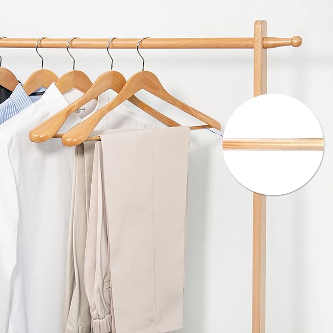 Nature Smile Luxury Natural Wooden Suit Hangers - 6 Pack - Wood Coat Hangers,Jacket Outerwear Shirt Hangers,Glossy Finish with Extra-Wide Shoulder, 360 Degree Swivel Hooks & Anti-Slip Bar with Screw