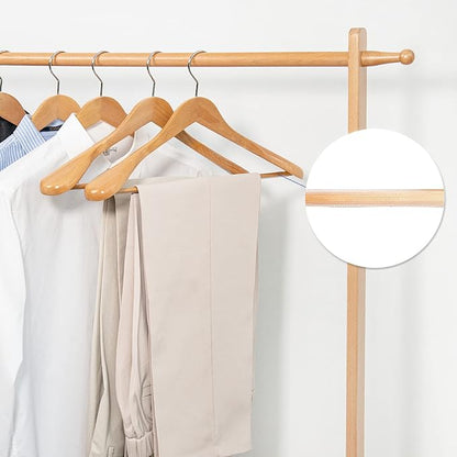 Nature Smile Luxury Natural Wooden Suit Hangers - 6 Pack - Wood Coat Hangers,Jacket Outerwear Shirt Hangers,Glossy Finish with Extra-Wide Shoulder, 360 Degree Swivel Hooks & Anti-Slip Bar with Screw