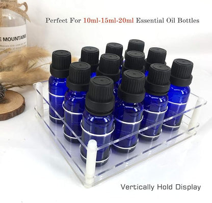 BOXIN 2-Pack Acrylic 2-in-1 Storage Rack, 12 Slots Each, Holds 10ml/15ml/20ml Essential Oils & Slim Lipsticks, Clear Desktop Vanity Organizer
