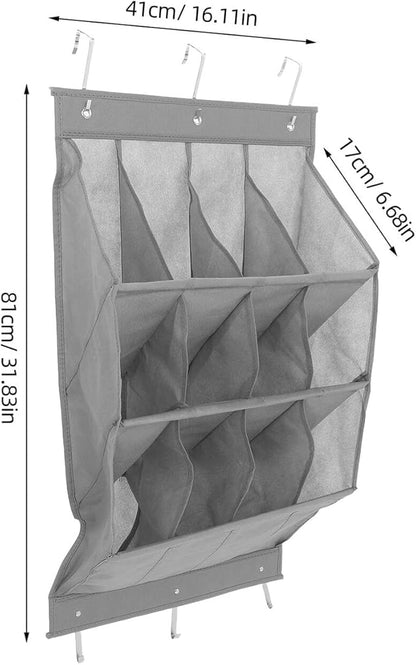 CALLARON Foldable over Door Shoe Organizer 12-grid Hanging Storage Rack Breathable Mesh Shoe Holder for Sneakers Boots Slippers Closet Door Storage