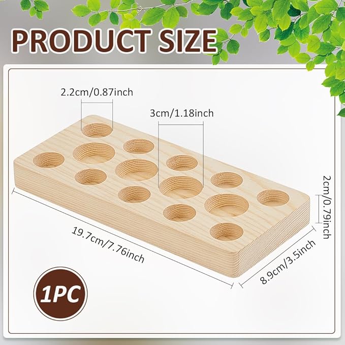BENECREAT Essential Oil Display Stand, Wooden Essential Oil Organizer, Tabletop Storage Holder for 5-20ml Bottles, Nail Polish Compact Shelf, 3.5x7.8x0.8 inches