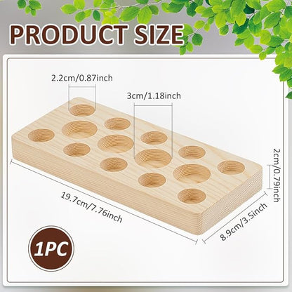 BENECREAT Essential Oil Display Stand, Wooden Essential Oil Organizer, Tabletop Storage Holder for 5-20ml Bottles, Nail Polish Compact Shelf, 3.5x7.8x0.8 inches
