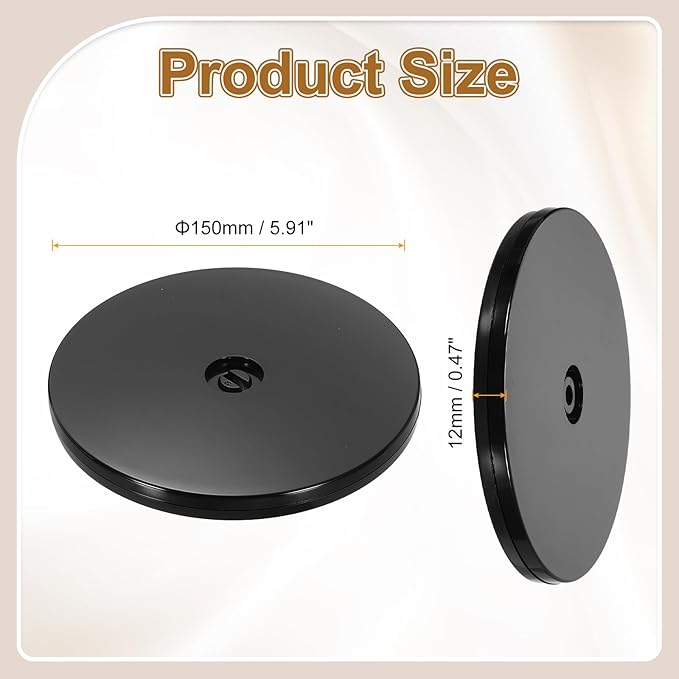 uxcell 1Pack Acrylic Lazy Susan Turntable, 6" Spinner Lazy Susan Turntable Organizer, Acrylic Ball Bearing Rotating Tray for Pantry Spice Rack Decorating, Black