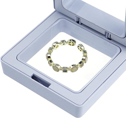 Coshar 20PCS 3D Floating Frame Coin Display Case, Clear PE Jewelry Storage Box, 3D Floating Storage Frame Holder for Jewelry Rings Challenge Coins Medallions Collectibles, White, 2" x 2" x 0.8"