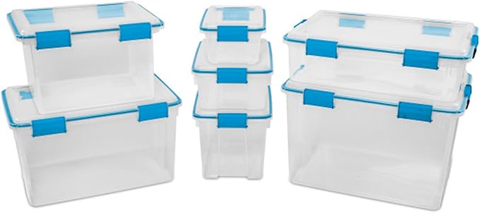 Sterilite 4-Pack Gasket Box, Weather-Resistant Storage Bins with Latching Lids, 80 Quart - Heavy-Duty Organizing Containers for Closet, Bathroom, and Office